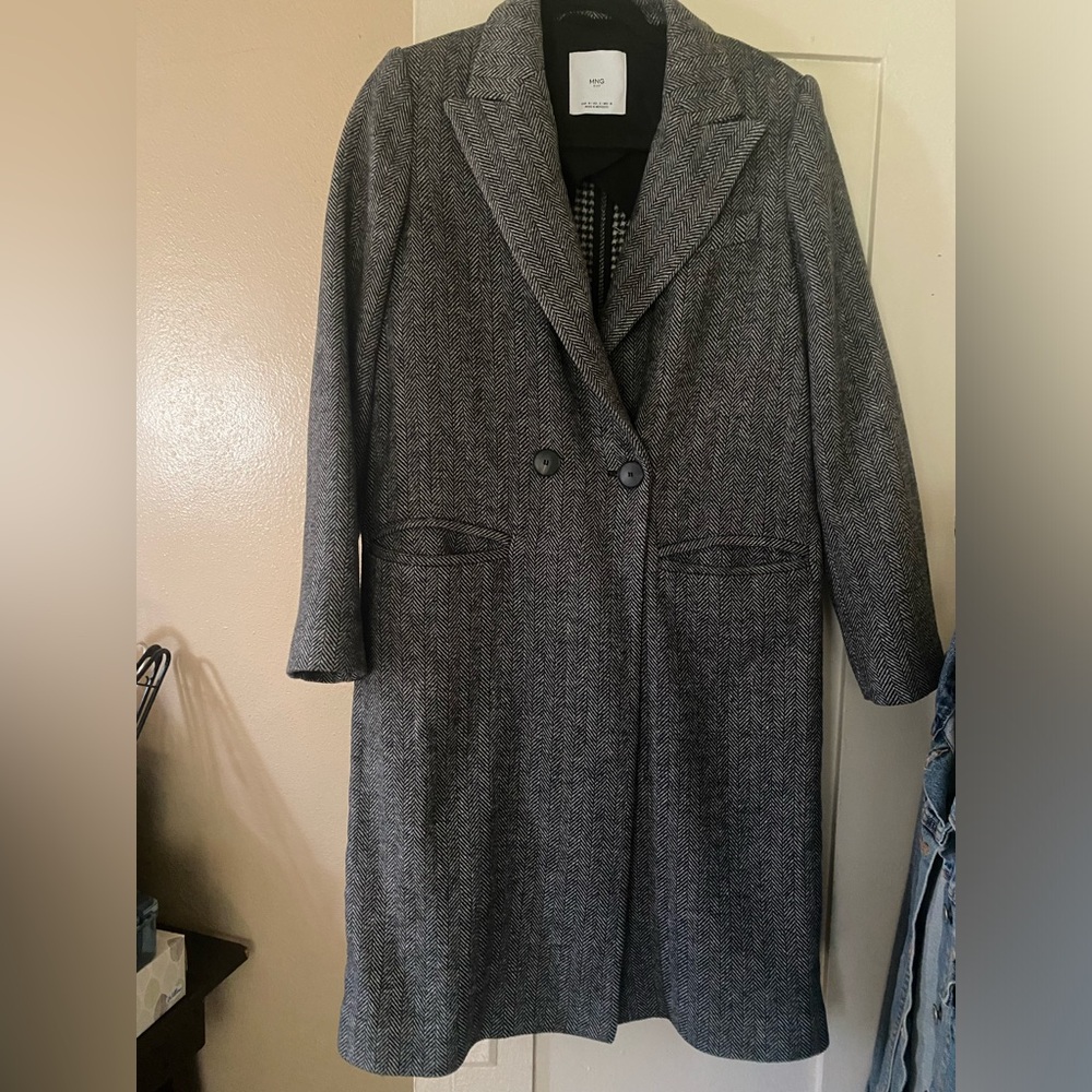 Mango Herringbone Coat Size S